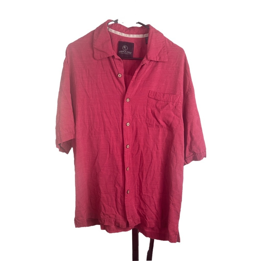 Mens Jamaica Jaxx Island Outfitters 100% Textured Silk Raspberry Shirt M
